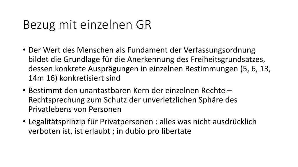 bezug mit einzelnen gr