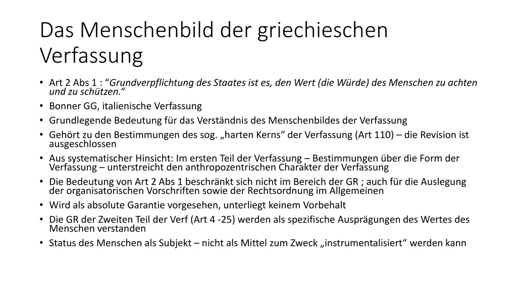 das menschenbild der griechieschen verfassung