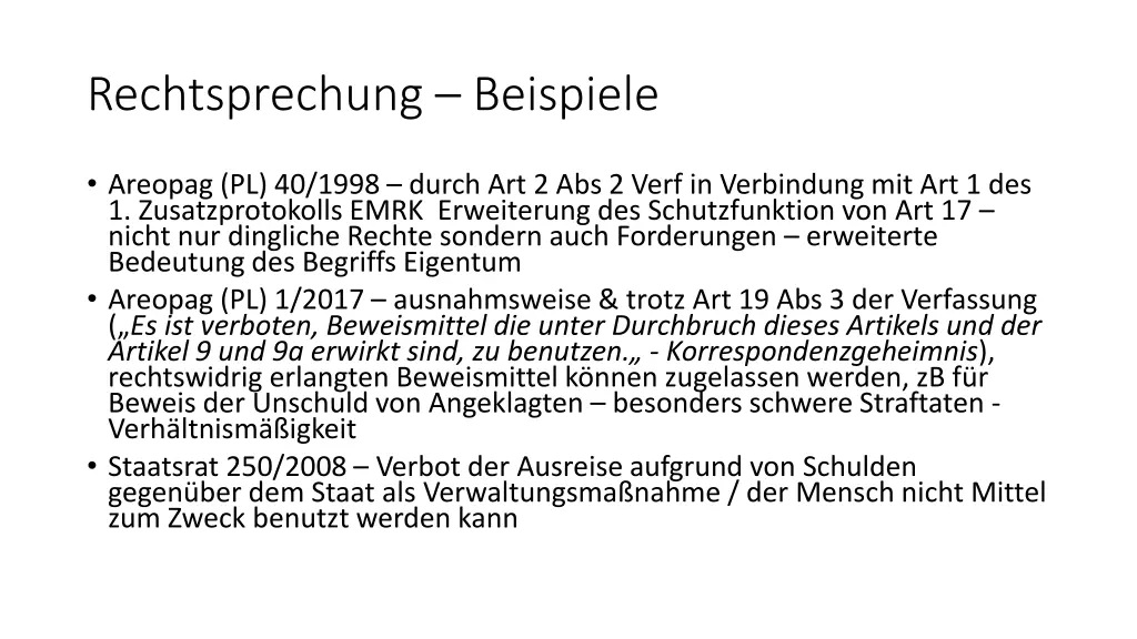 rechtsprechung beispiele