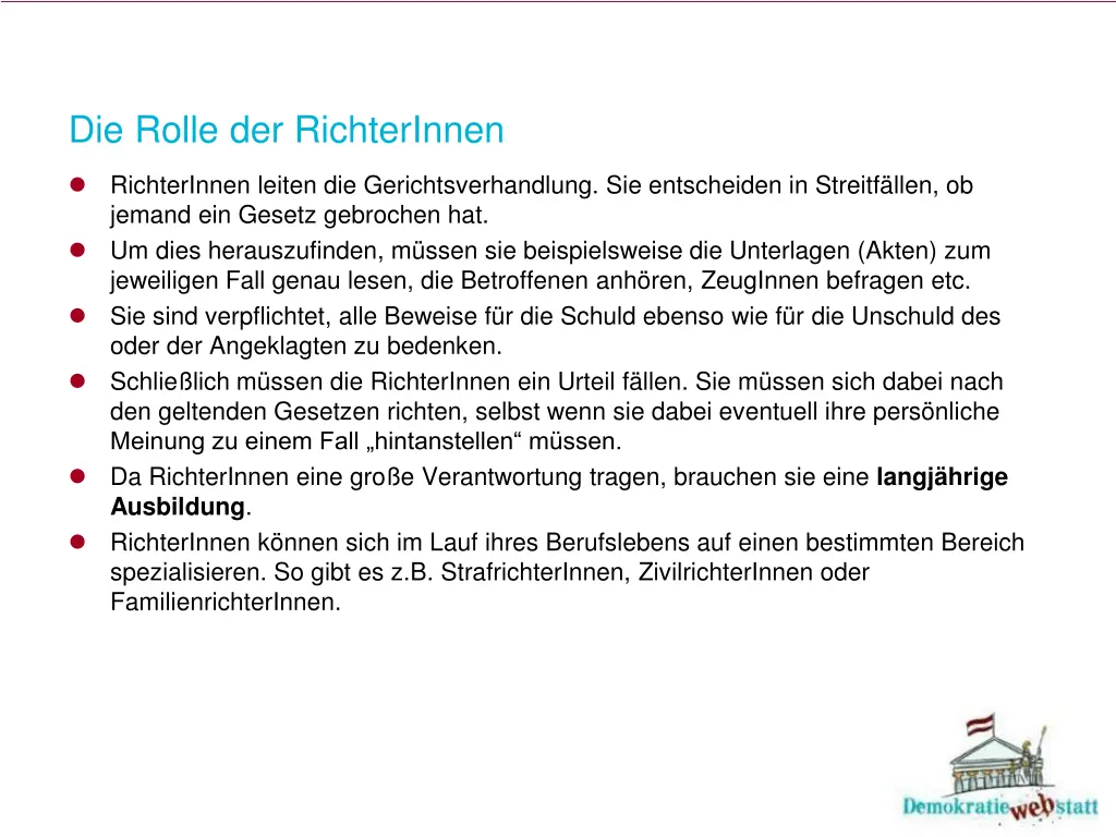 die rolle der richterinnen