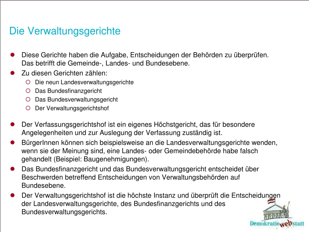 die verwaltungsgerichte