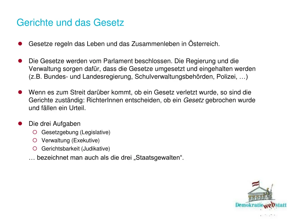gerichte und das gesetz