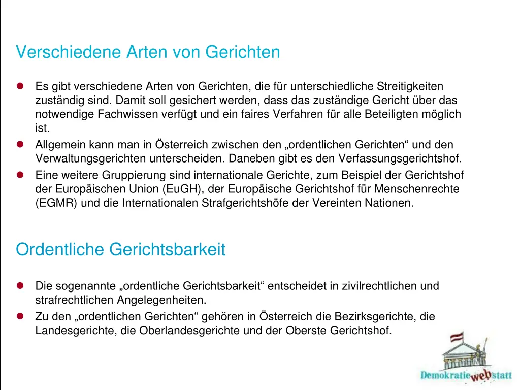 verschiedene arten von gerichten
