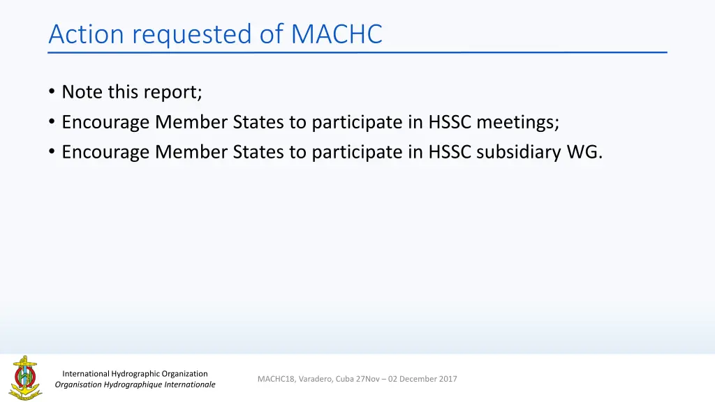 action requested of machc