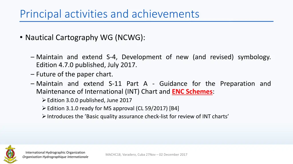 principal activities and achievements 7