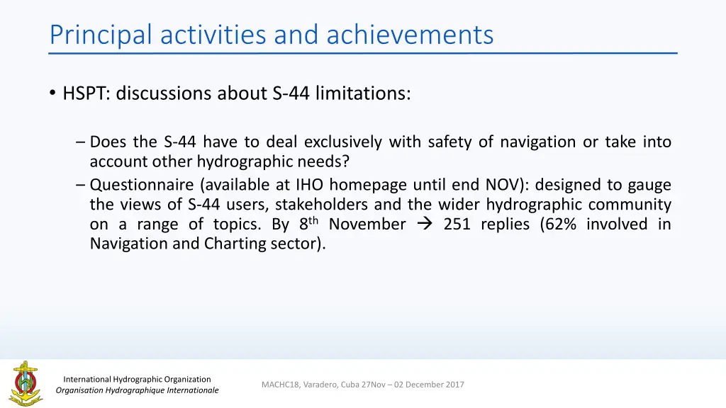 principal activities and achievements 9