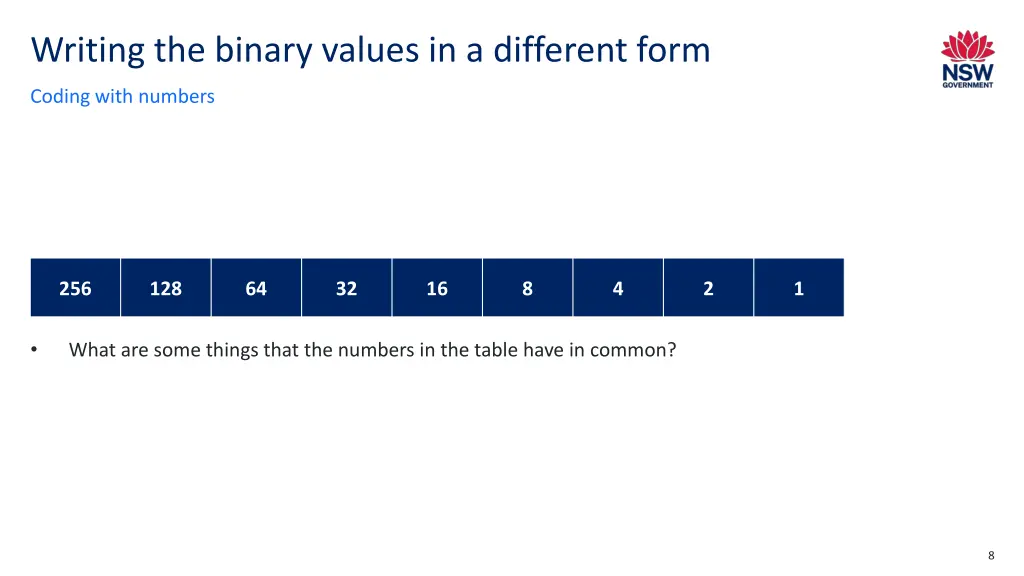 writing the binary values in a different form