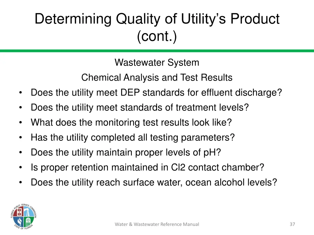 determining quality of utility s product cont