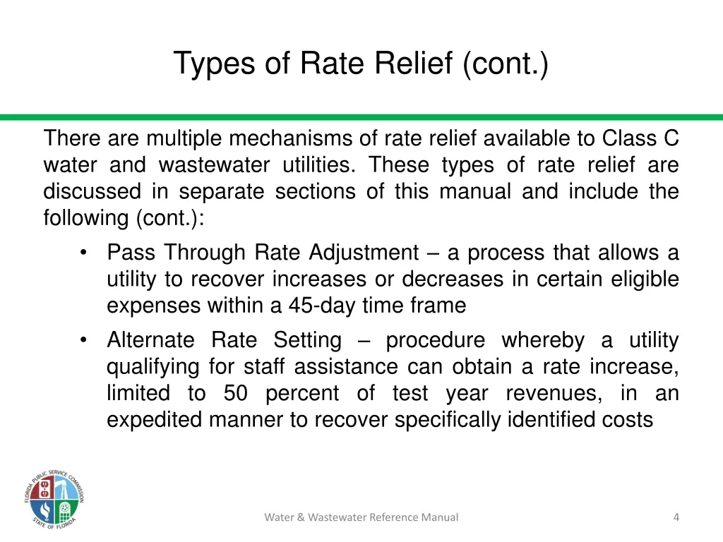 types of rate relief cont 1