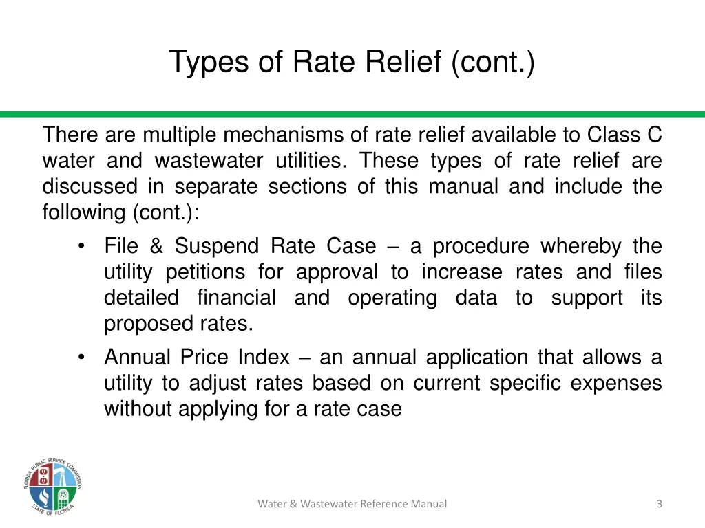 types of rate relief cont