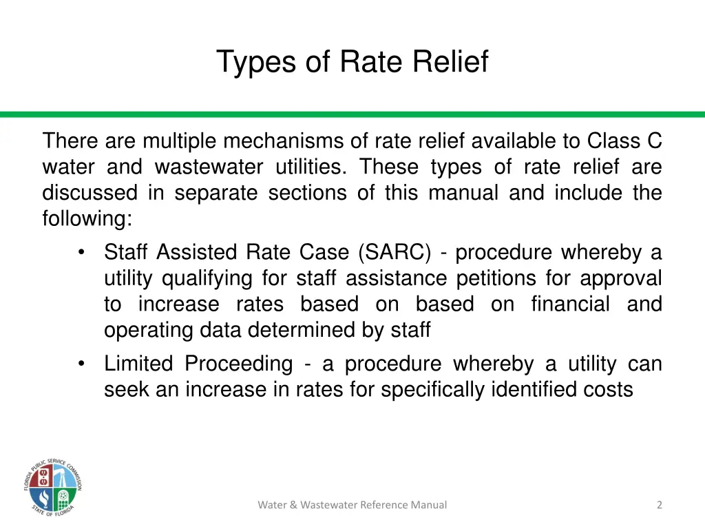 types of rate relief