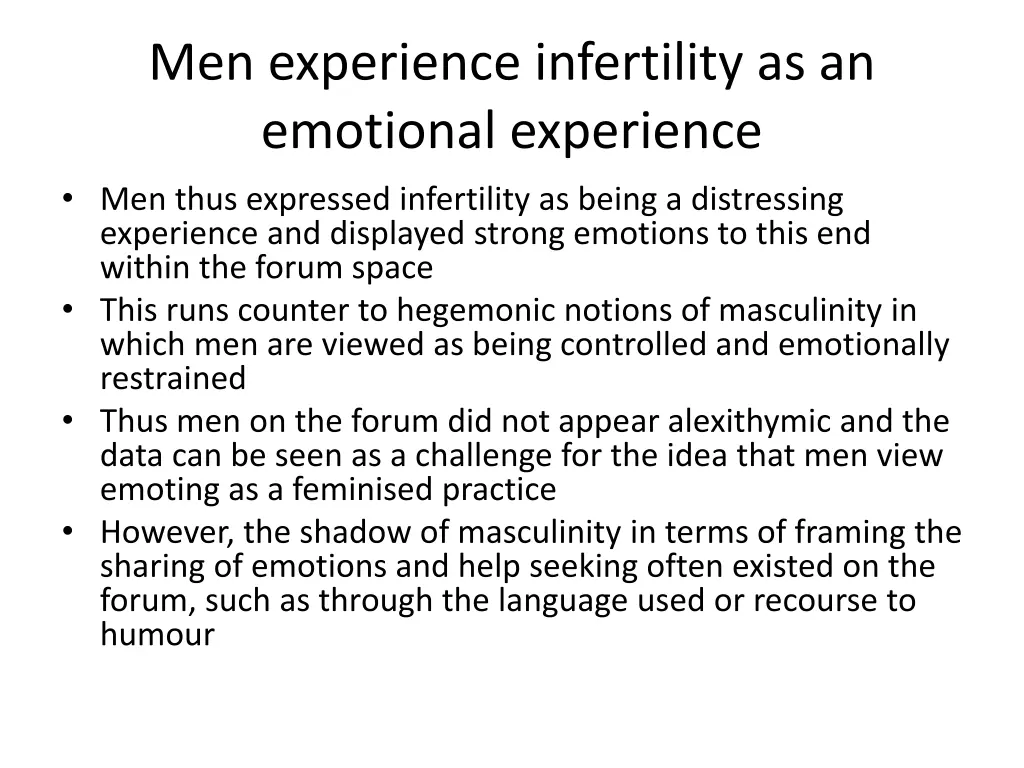 men experience infertility as an emotional