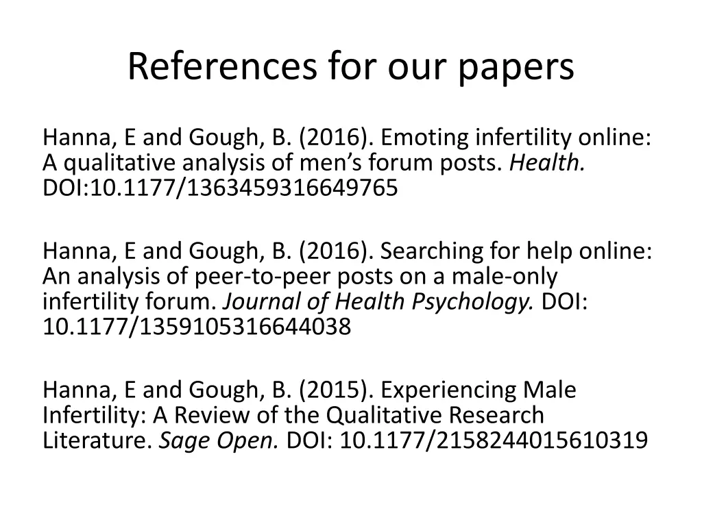 references for our papers