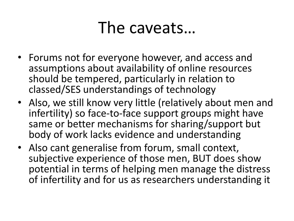 the caveats