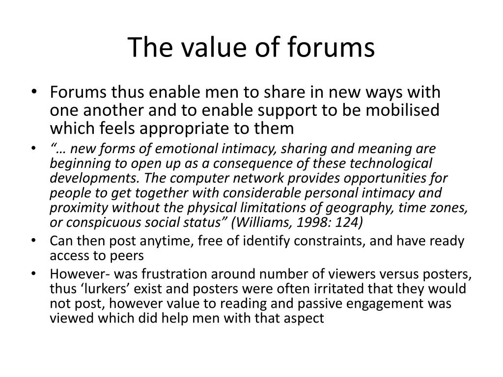 the value of forums