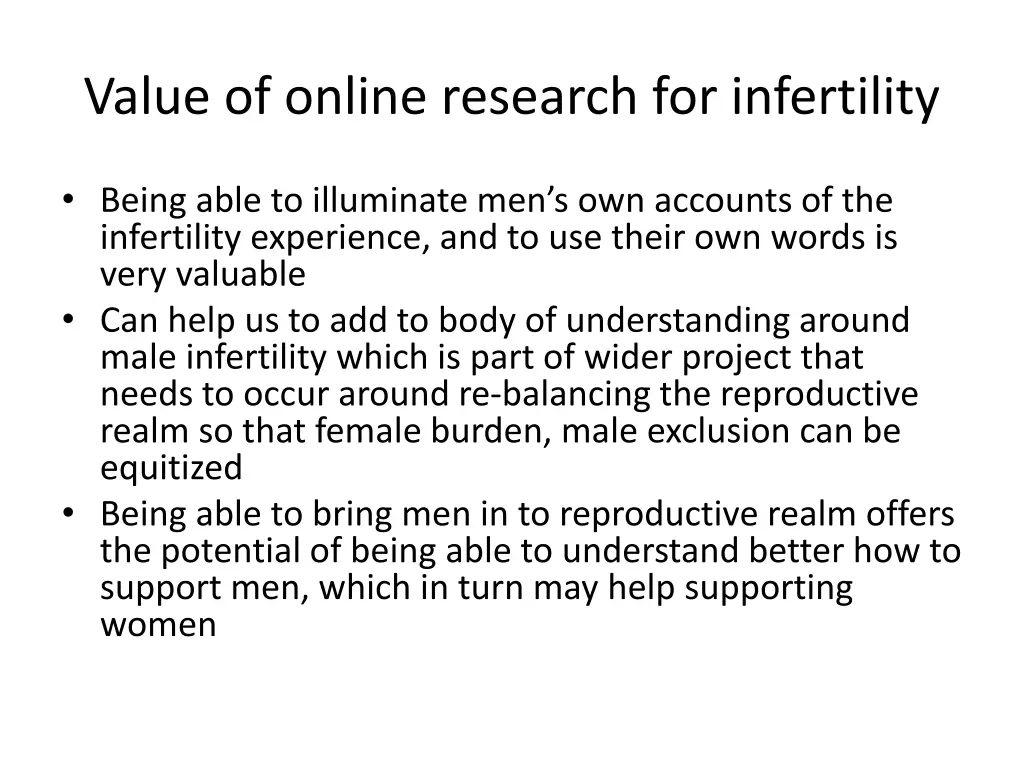 value of online research for infertility