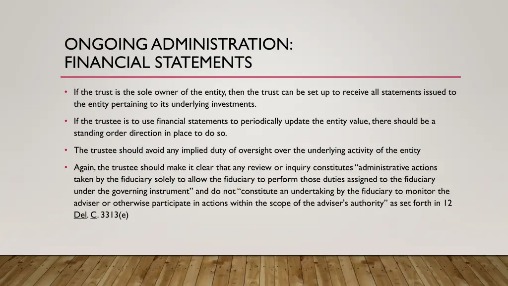 ongoing administration financial statements