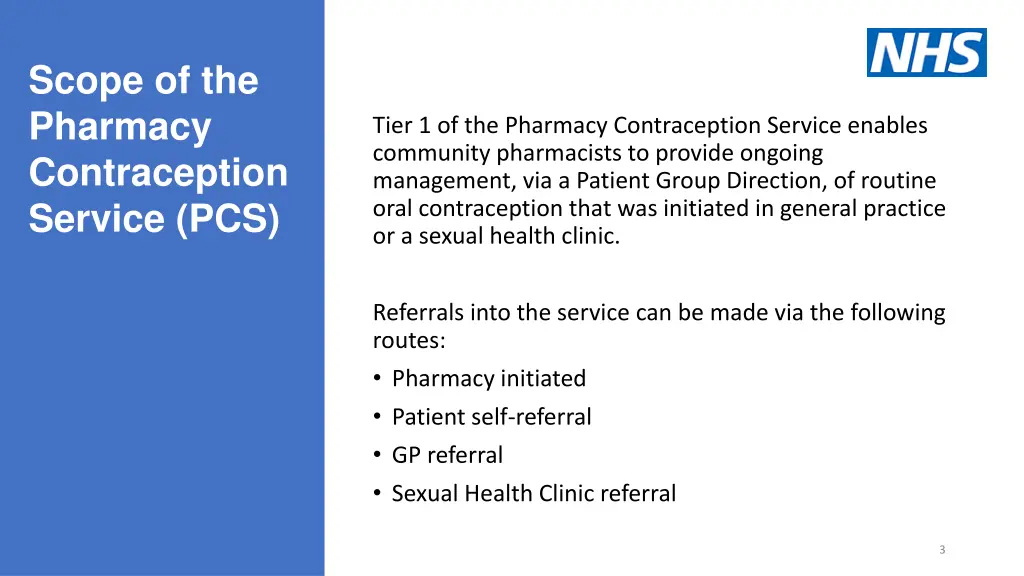 scope of the pharmacy contraception service pcs