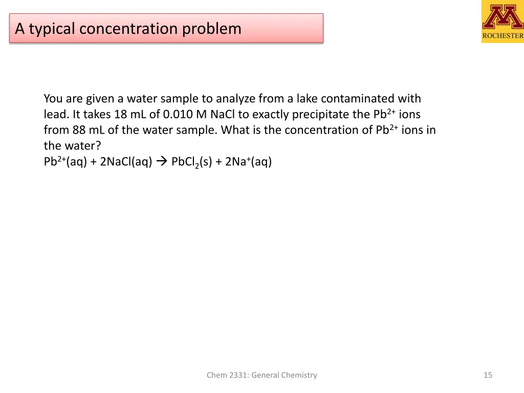a typical concentration problem