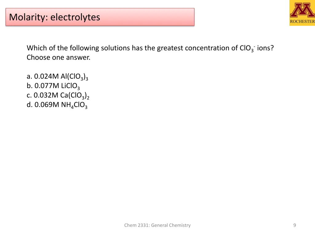 molarity electrolytes