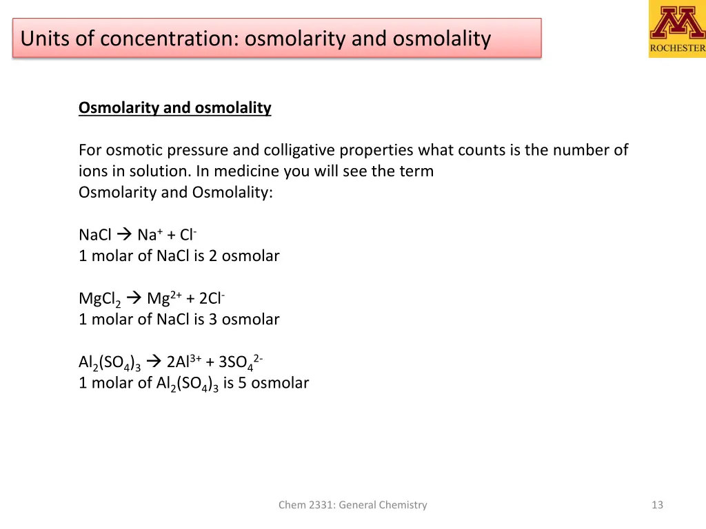units of concentration osmolarity and osmolality
