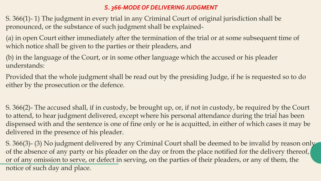 s 366 mode of delivering judgment
