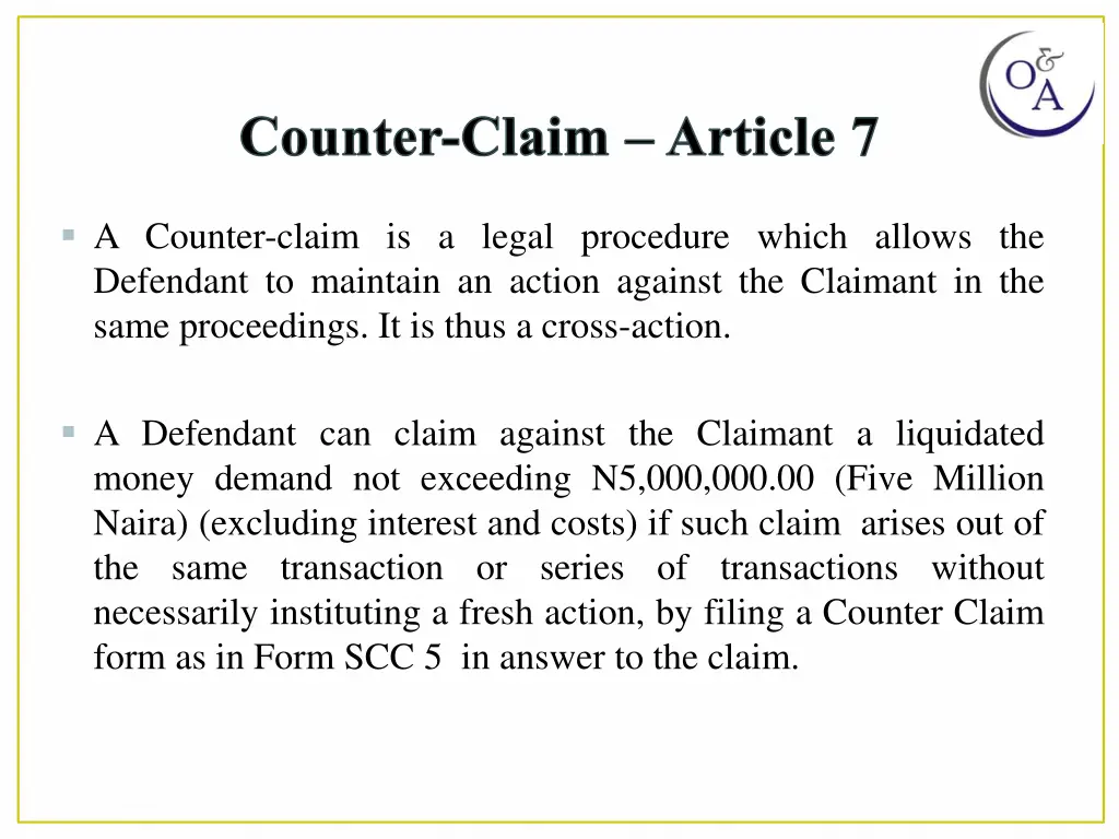 counter claim article 7