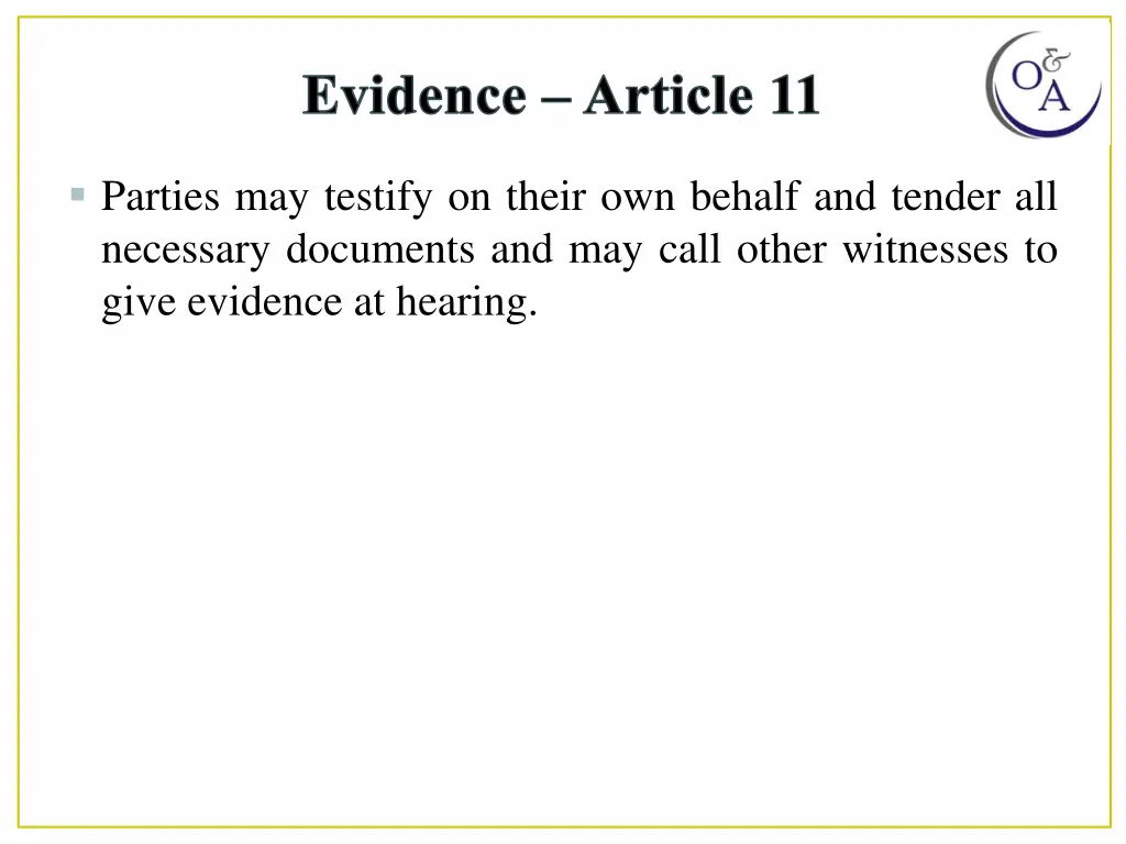 evidence article 11