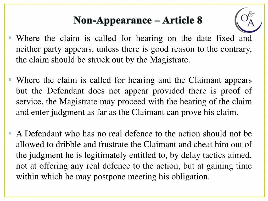 non appearance article 8