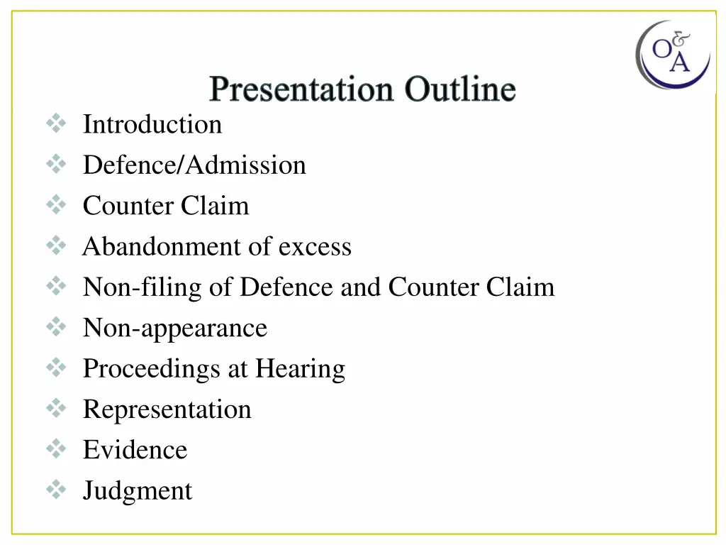 presentation outline