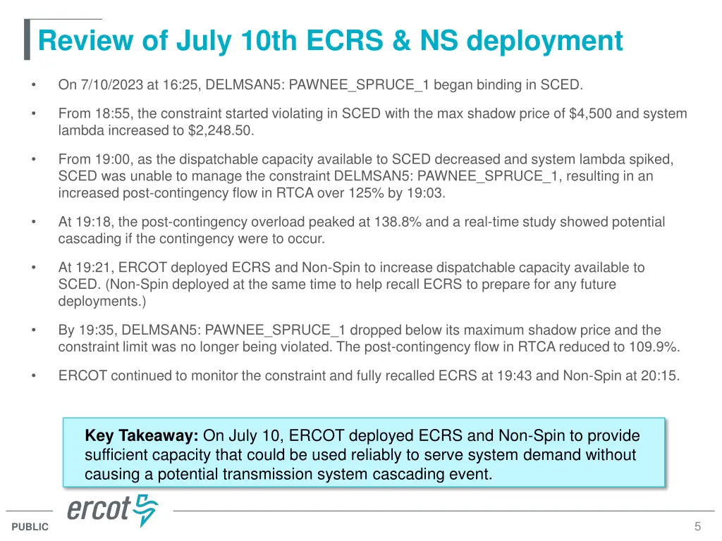 review of july 10th ecrs ns deployment
