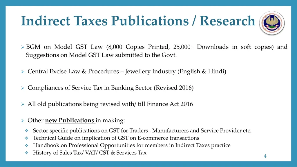 indirect taxes publications research