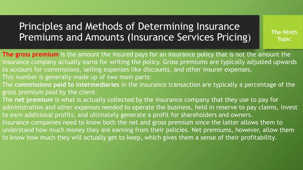 principles and methods of determining insurance