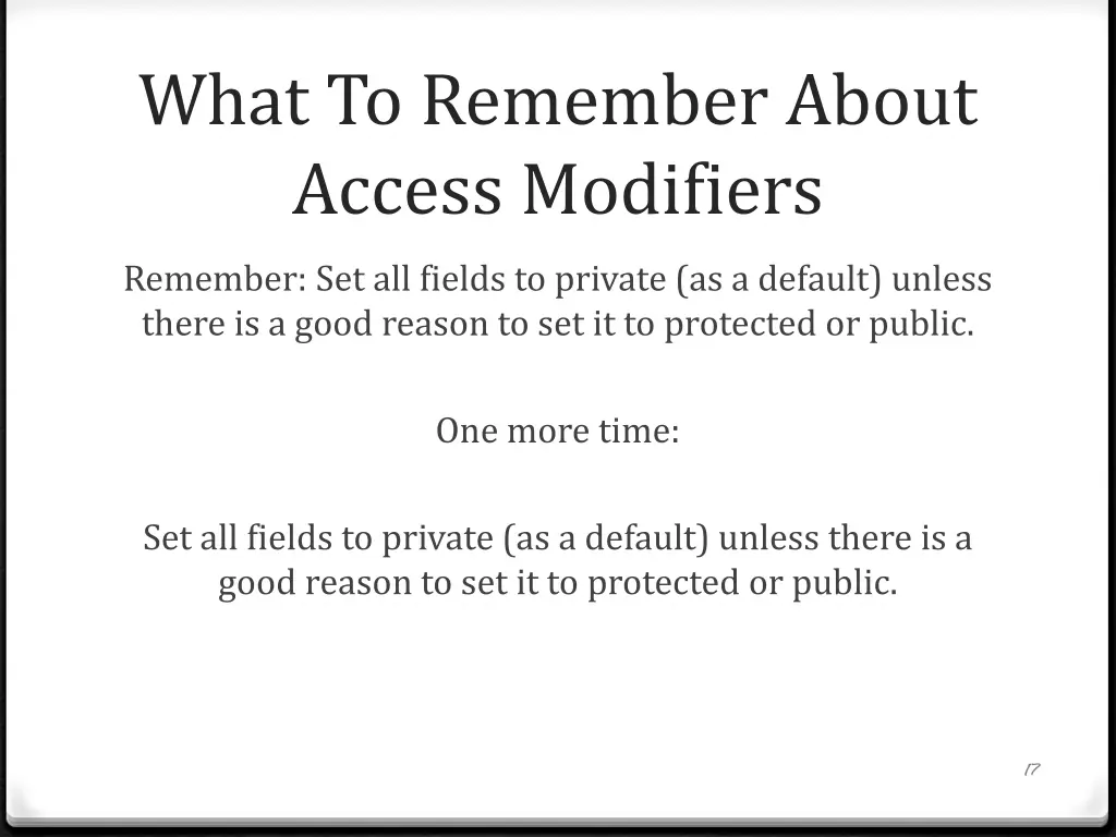 what to remember about access modifiers