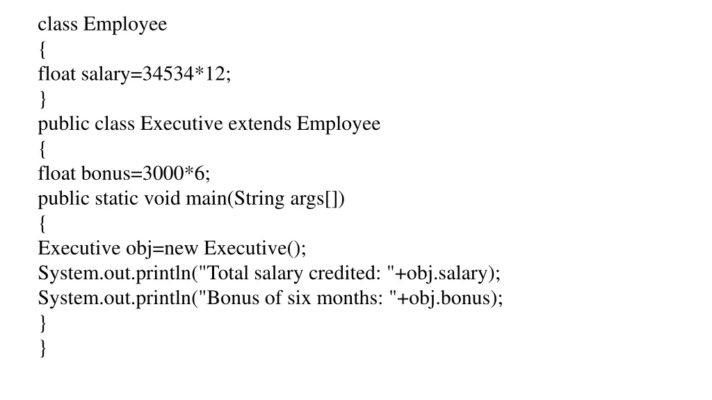 class employee float salary 34534 12 public class