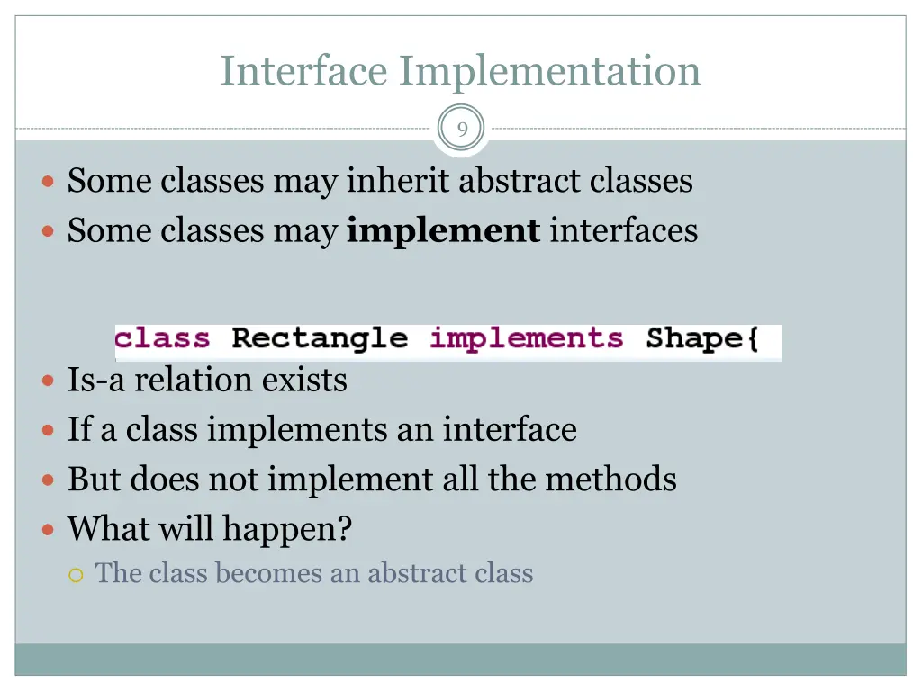 interface implementation
