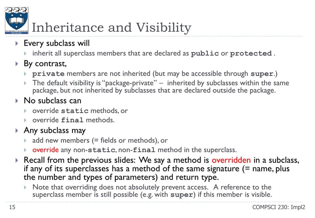 inheritance and visibility every subclass will