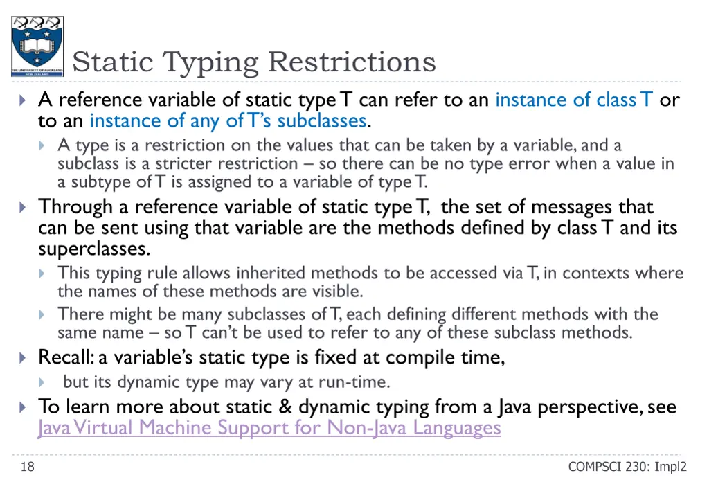 static typing restrictions a reference variable