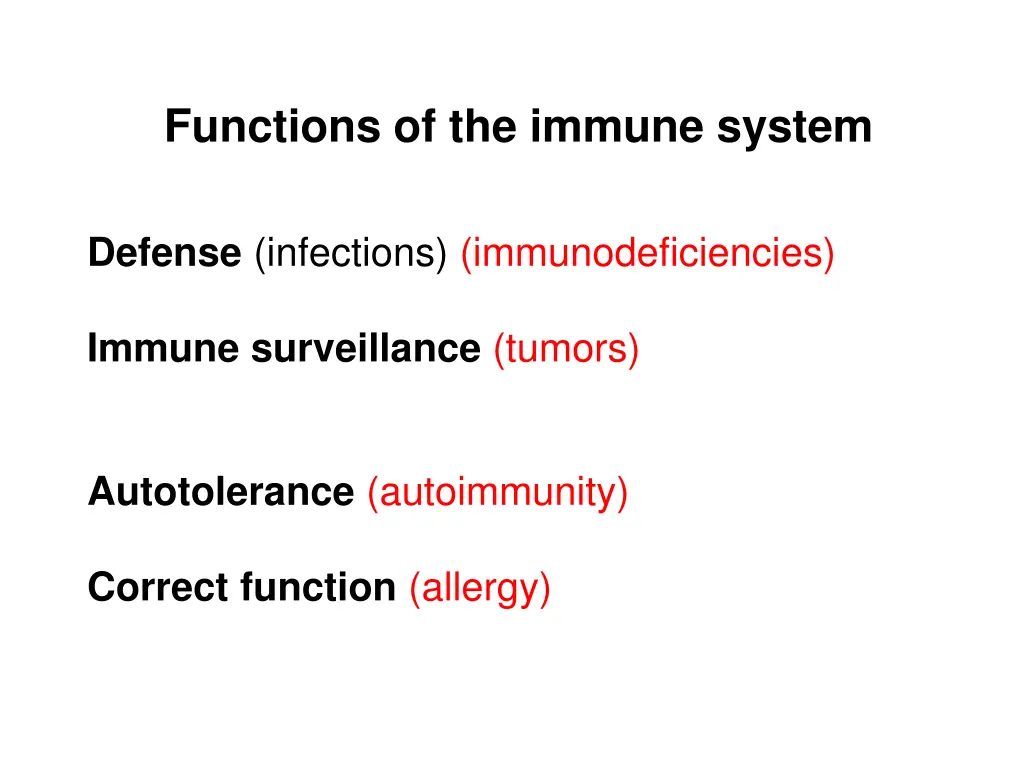 functions of the immune system