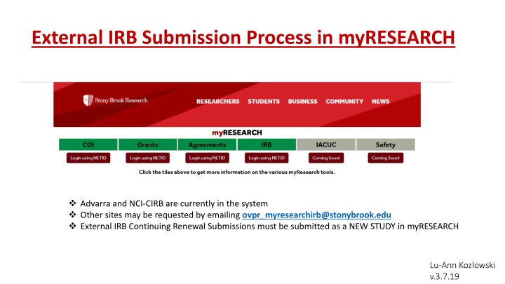 external irb submission process in myresearch