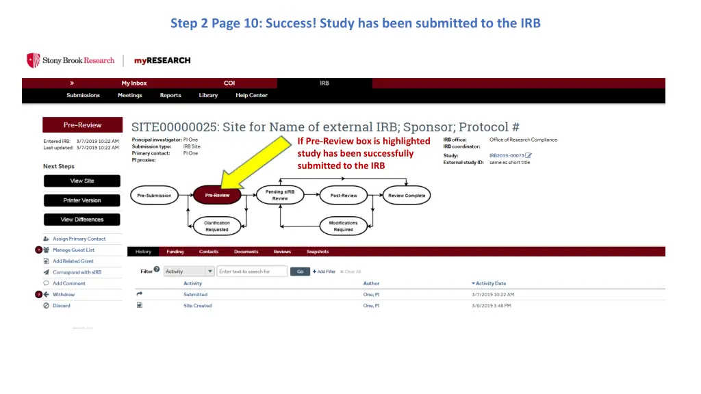 step 2 page 10 success study has been submitted