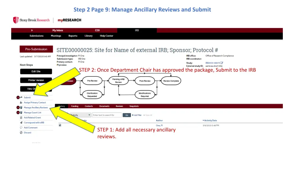 step 2 page 9 manage ancillary reviews and submit