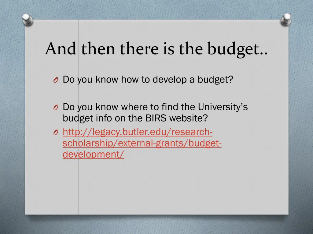 and then there is the budget