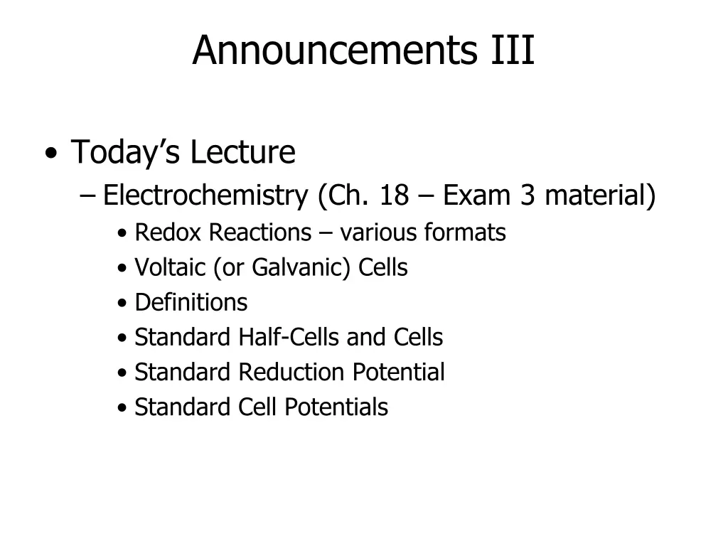 announcements iii