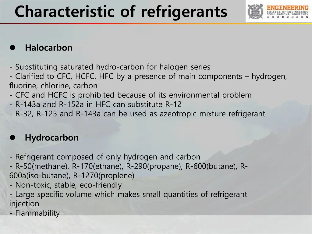 characteristic of refrigerants