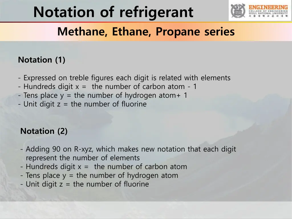 notation of refrigerant methane ethane propane