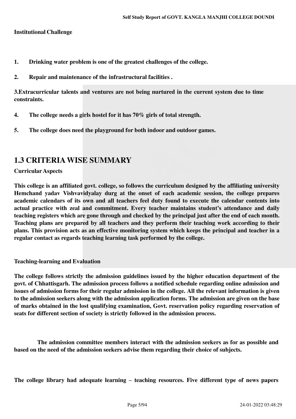self study report of govt kangla manjhi college 4