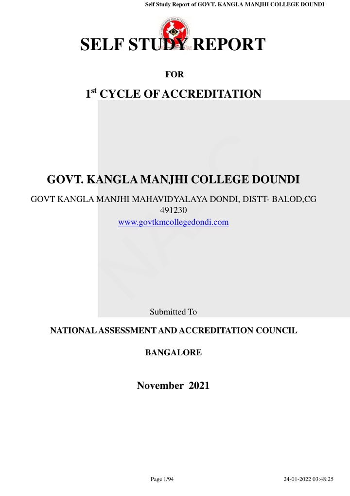 self study report of govt kangla manjhi college
