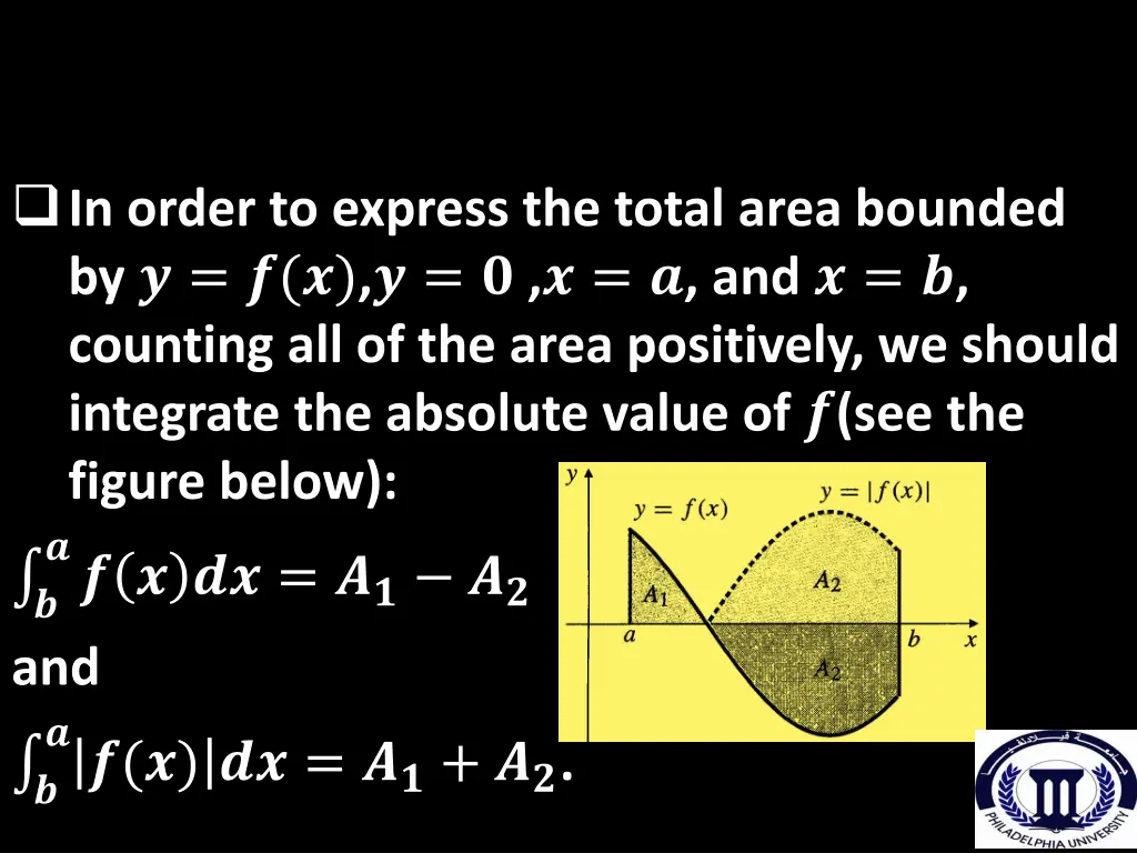 in order to express the total area bounded