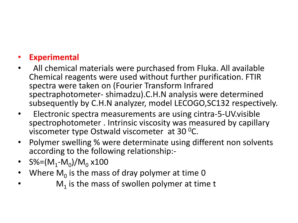 experimental all chemical materials were